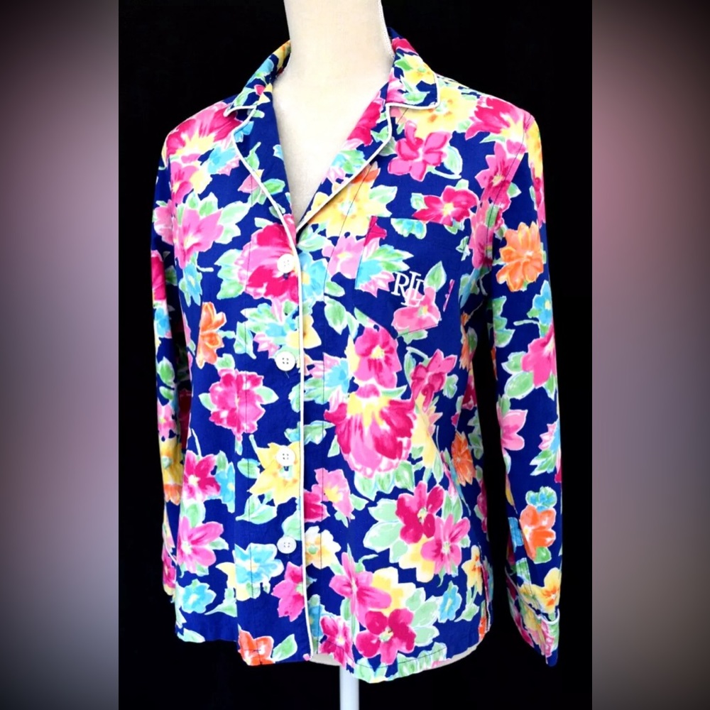 Ralph Lauren Sleep Shirt Women Blue, Pink, Multi Pretty Pajama top Flora…
